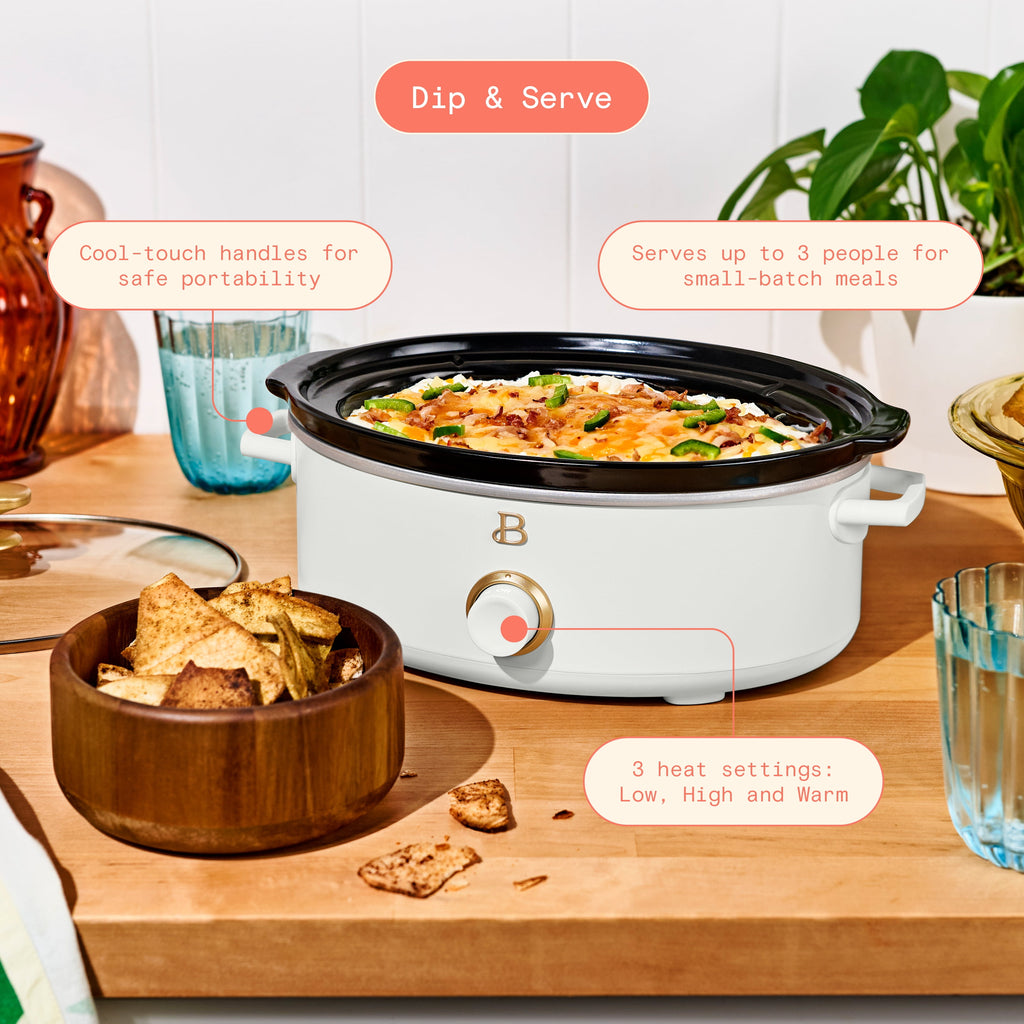 Beautiful 2.5 Qt Dip and Serve Manual Slow Cooker, Chocolate by Drew Barrymore
