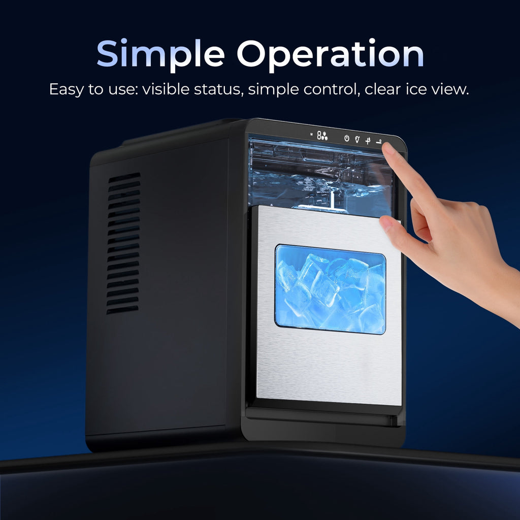 Simzlife Countertop Crescent Ice Maker, 35.9 Lbs/24H, 16 Ice Cubes in 12 Minutes, Deep Cleaning Timer Ice Machine