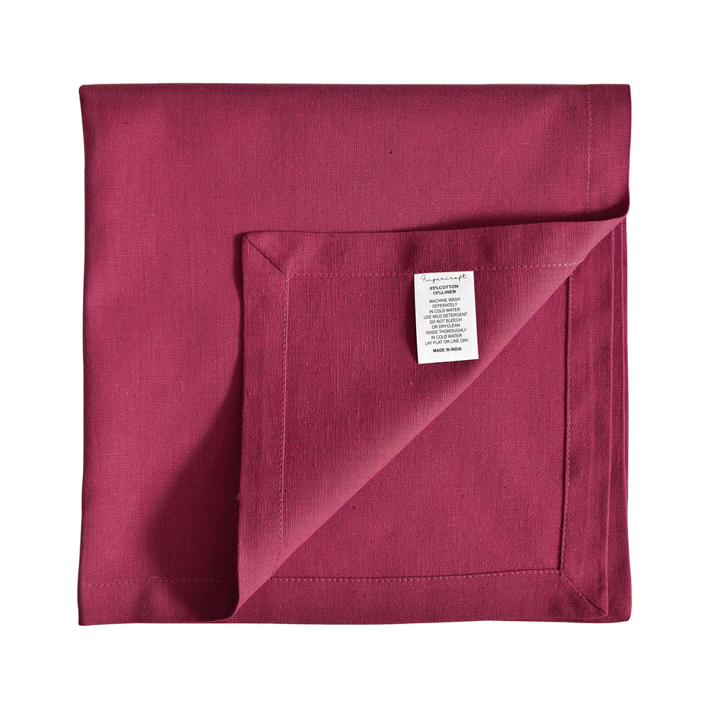 Fingercraft Cloth Napkin, Solid Color Cotton Linen Blend Table Napkins, Soft and Absorbent Fabric, Set of 12, Blush Pink