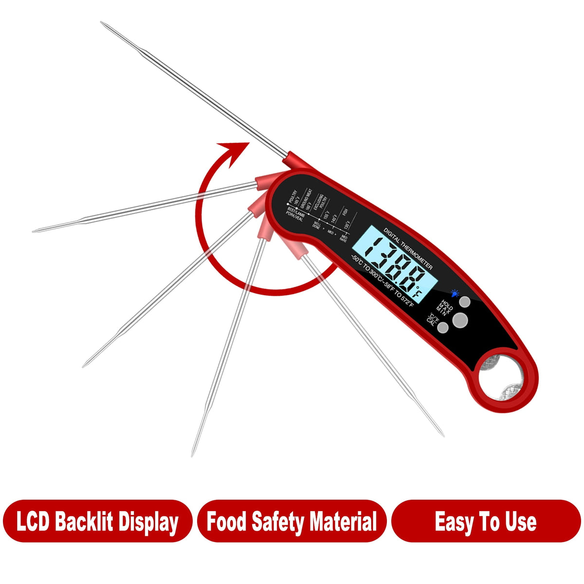AGCAN Digital Meat Thermometer Instant Read Food Thermometers for BBQ Grilling Cooking