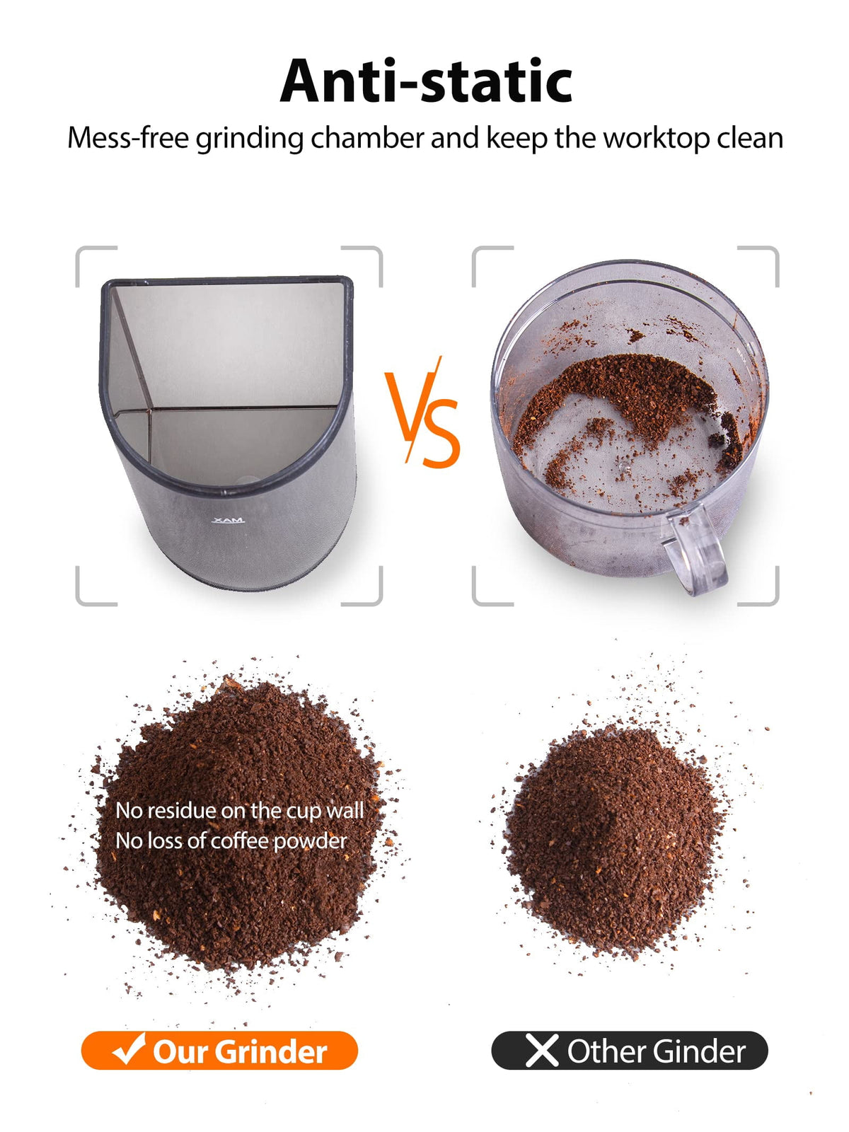 Aeitto Burr Coffee Grinder, Coffee Grinder Electric, Stainless Steel Coffee Bean Grinder, 48 Grind Settings, Espresso/Pour Over/Cold Brew/French Press Coffee Maker, Silver