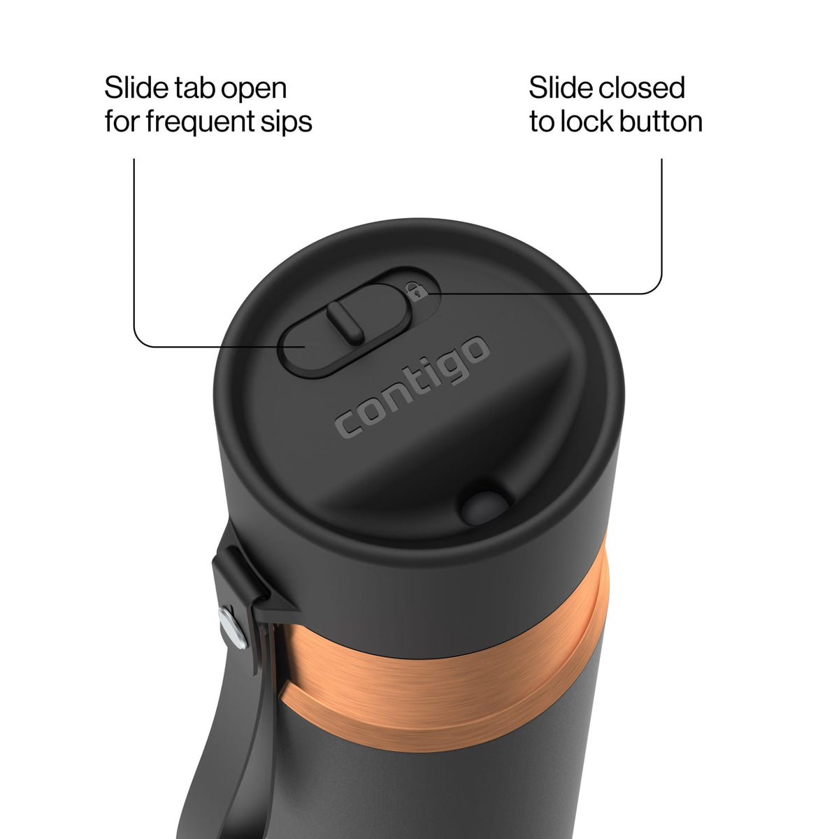 Contigo 24oz AutoSeal Insulated Stainless Steel Water Bottle, Licorice Black/Bronze
