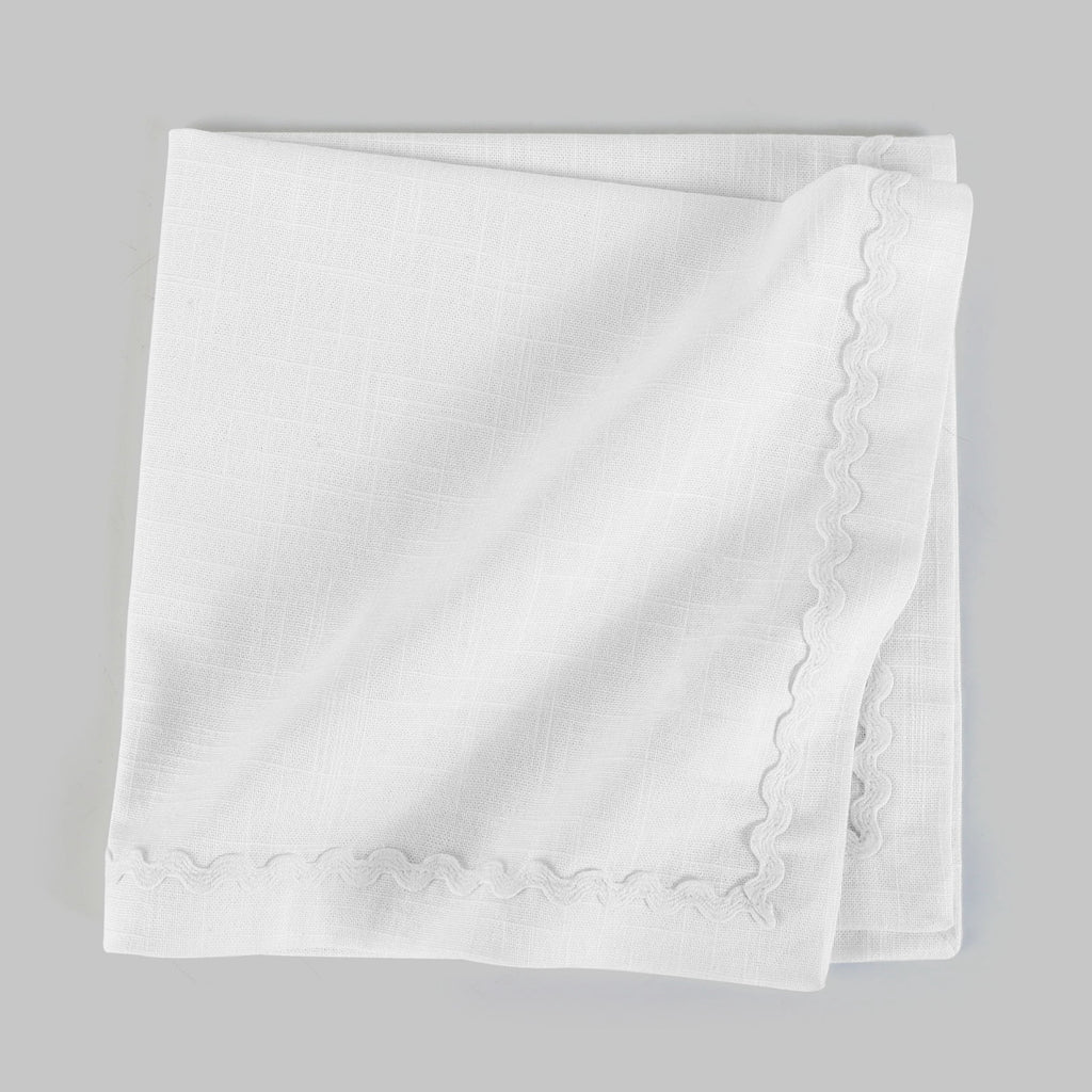 Fingercraft Cloth Napkin, Soft Quality Cotton Linen Blend Fabric, Dinner Napkins with Premium White Lace, 6 Pack, 20”x20” Aqua