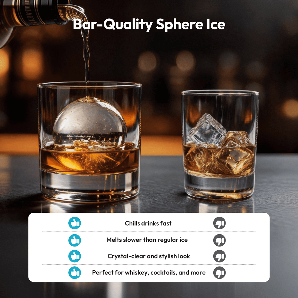 EUHOMY Commercial Sphere Ice Maker, 150 Ice Balls/Day, Self-Cleaning for Whiskey, Black