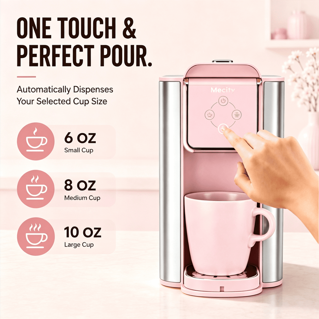 Mecity Coffee Maker 3 in 1 Single Serve Coffee Machine, Compatible with K cup Capsules, Instant Coffee Pot, Tea maker, 6,8,10 Oz Cup, Removable 50 Oz Water Reservoir, 120V 1150W, Black