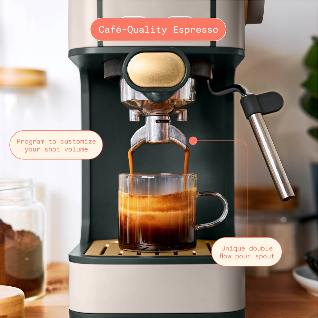 Beautiful by Drew Barrymore Slim Espresso Machine, 20-Bar Pressure, Black Sesame