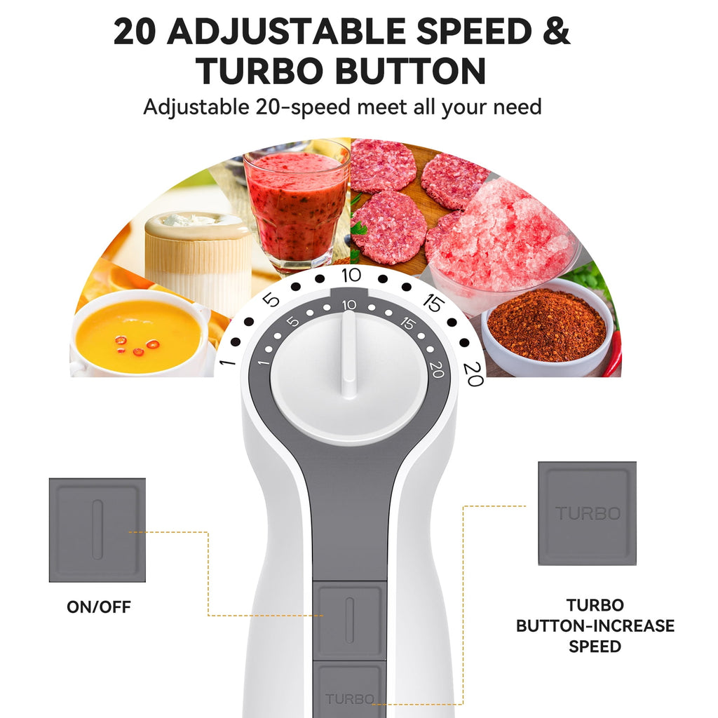 LINKChef Immersion Blender, 1000W 20-Speed 5-in-1 Hand Blender with Turbo Mode, Scratch-Resistant Stick Blender for Baby Food, Ice & Smoothie(Black)