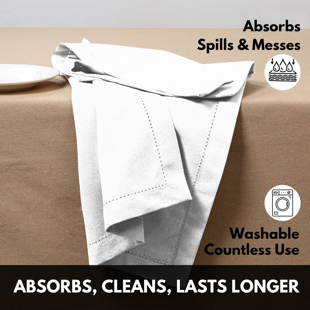 Softopia Cotton Hemstitch Table Fabric Cloth Napkins 18"x18", Set of 12, Lemon Yellow