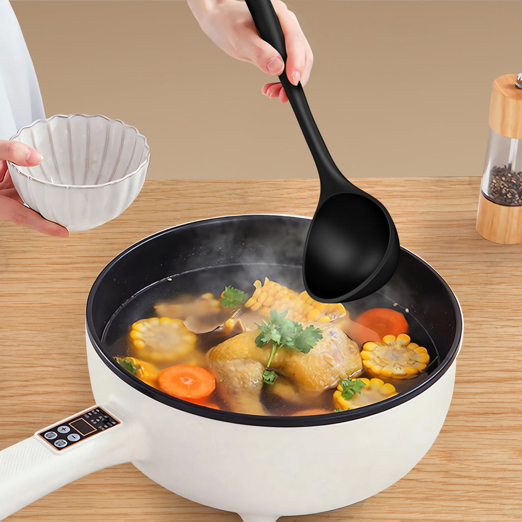 Silicone Kitchen Utensils Set, 600°F Heat Resistant Silicone Cooking Utensils, Spatula, Spoon, Whisk, Tongs, Kitchen Gadgets Tools Sets for Nonstick Cookware, Dishwasher Safe BPA Free (Black)