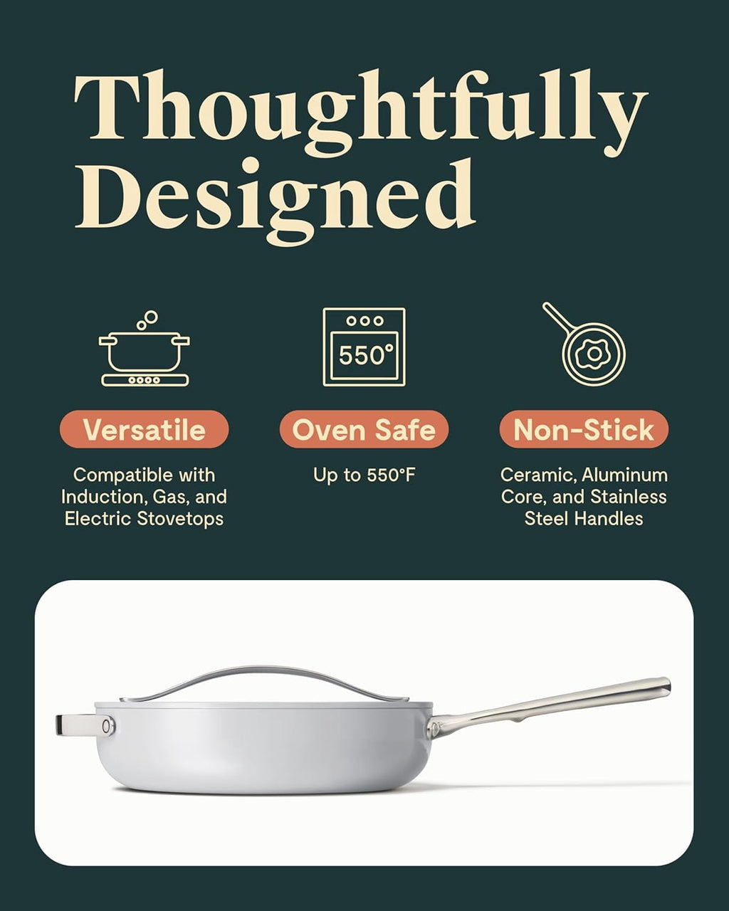 Caraway Ceramic Non-Stick Sauté Pan, 4.5 qt