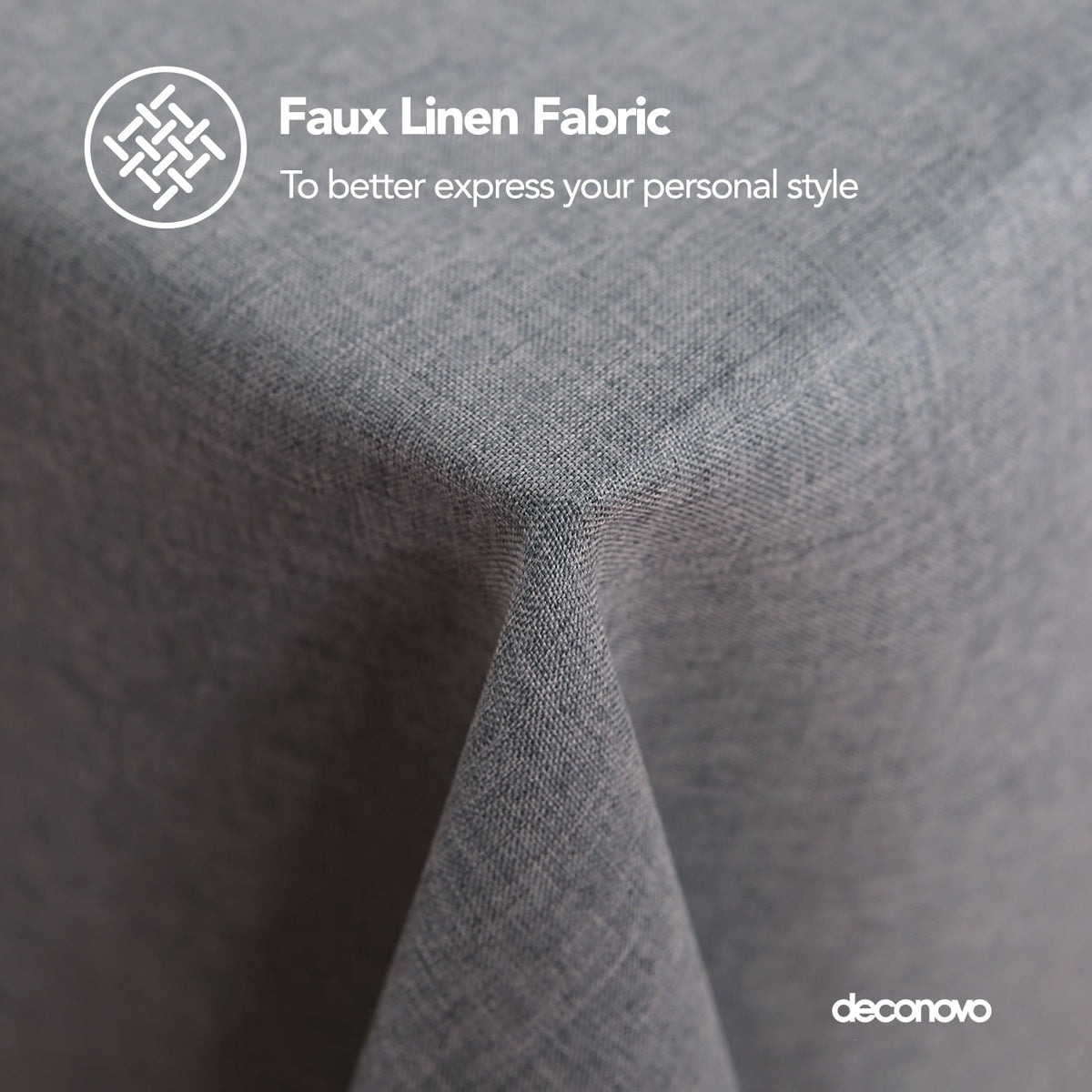 Deconovo Square Tablecloth with Waterproof Finish, Easy-Clean Polyester Table Cover, 54 x 54 Inch, Dark Gray