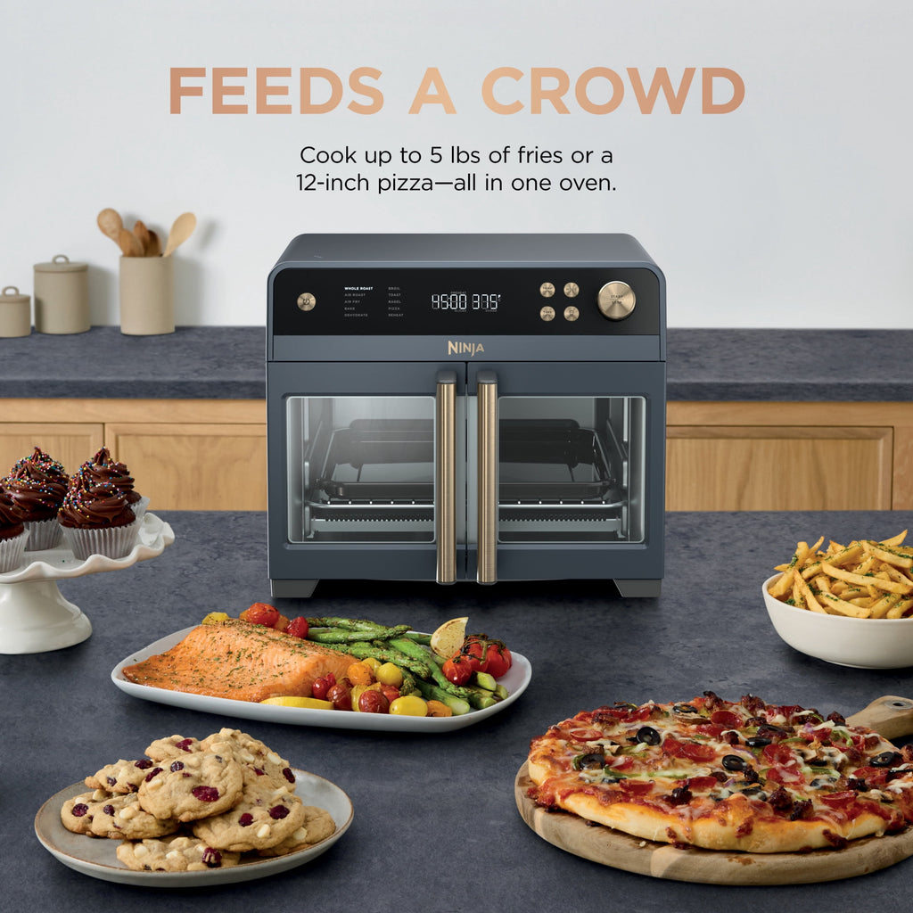 Ninja French Door 8-in-1 Countertop Oven, with Smart Surroundair Technology and Air Fry Function, Dishwasher Safe, 6 Pieces, FO100 Silver
