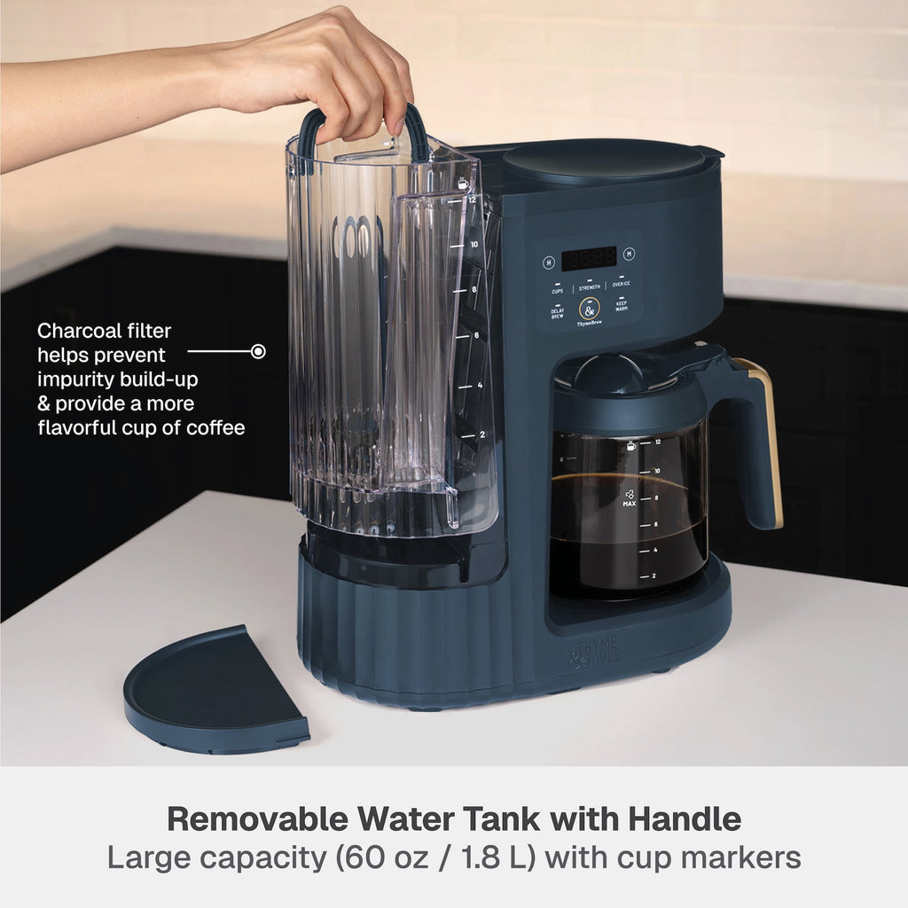 Thyme & Table 12-Cup Programmable Drip Coffee Maker, 60oz Water Reservoir, Atlantic Blue