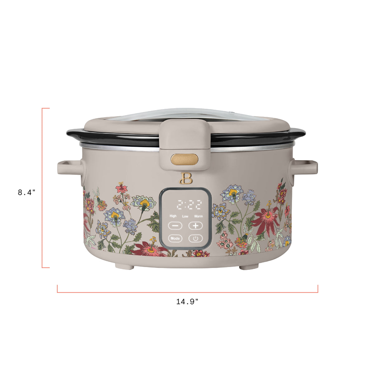 Beautiful 4 Qt Digital Slow Cooker with Hinged Locking Lid, Thyme Green by Drew Barrymore
