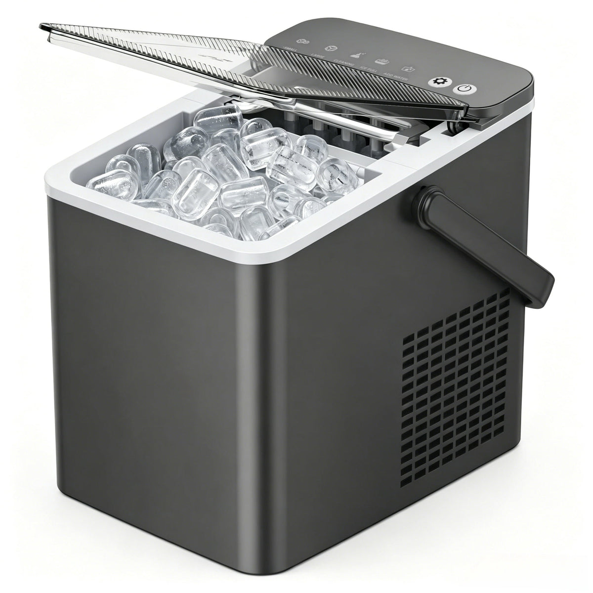 SIMZLIFE Portable Countertop Ice Maker, 26 Lbs/Day, 9 Bullet Ice Cubes in 6 Minutes, 2 Ice Sizes, Self-Cleaning Ice Machine, Black