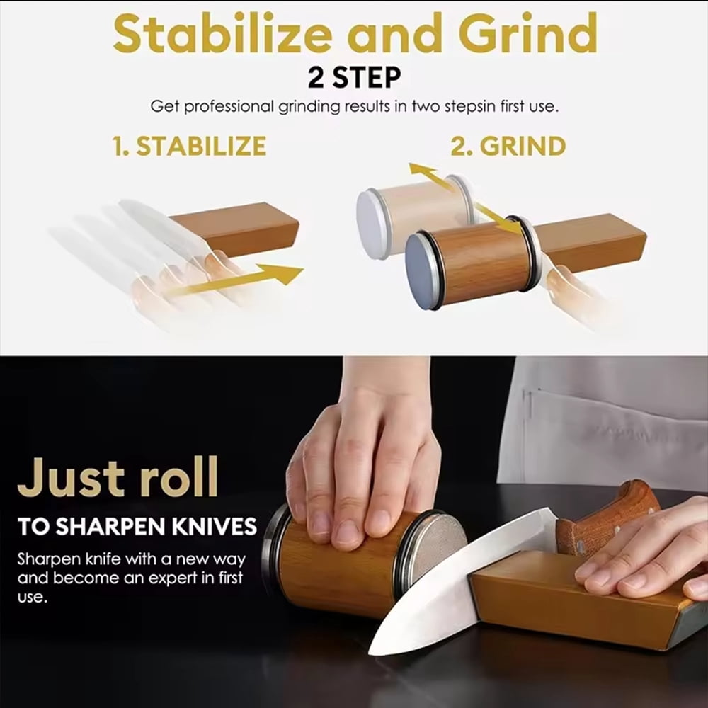 MYVIT Rolling Knife Sharpener System Kit,4-Angle Tumbler Double Diamond 400 1000 Discs Sharpening Stone for Kitchen Knives