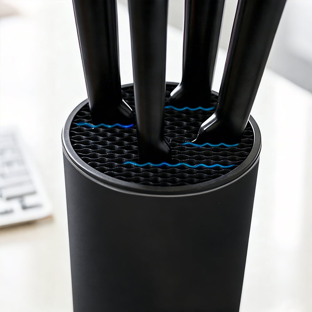 MYVIT Kitchen Knife Holder without Knives Round Empty Knife Block Holder for Countertop Storage Organizer,Black