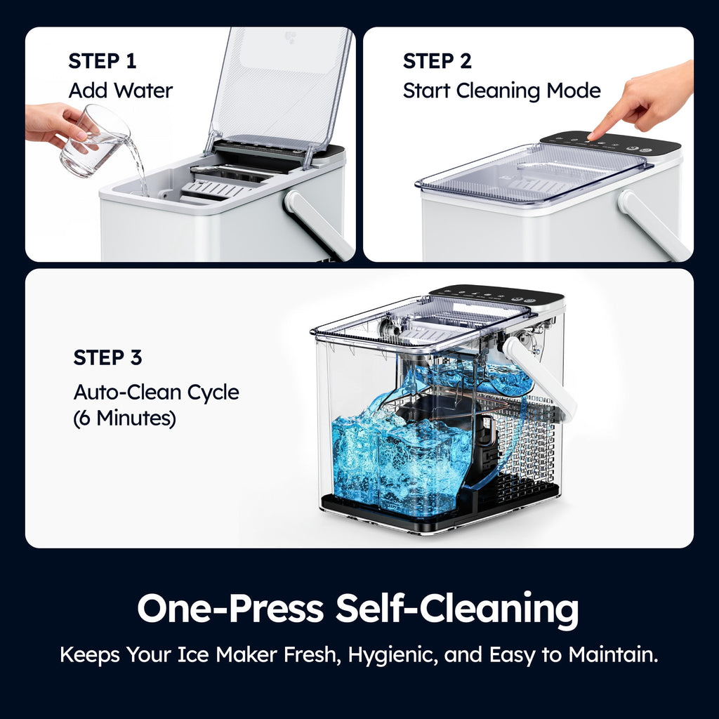 SIMZLIFE Portable Countertop Ice Maker, 26 Lbs/Day, 9 Bullet Ice Cubes in 6 Minutes, 2 Ice Sizes, Self-Cleaning Ice Machine, Black