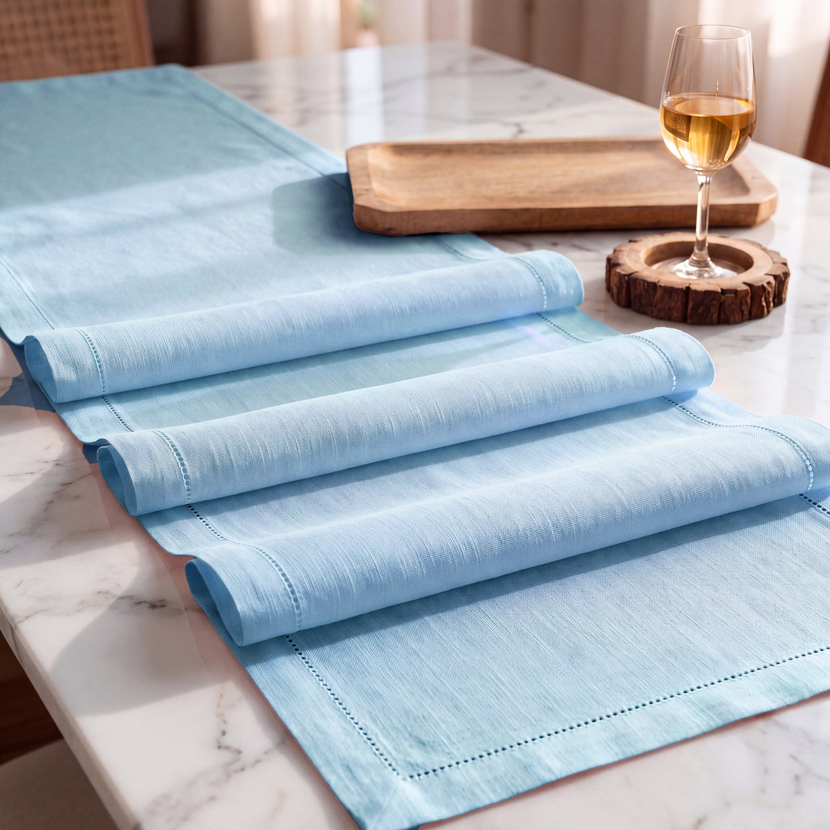 Fingercraft Table Runners, Cotton Dinner Table Centerpiece with Beautiful Premium Lace, Home and Dining Aqua-90