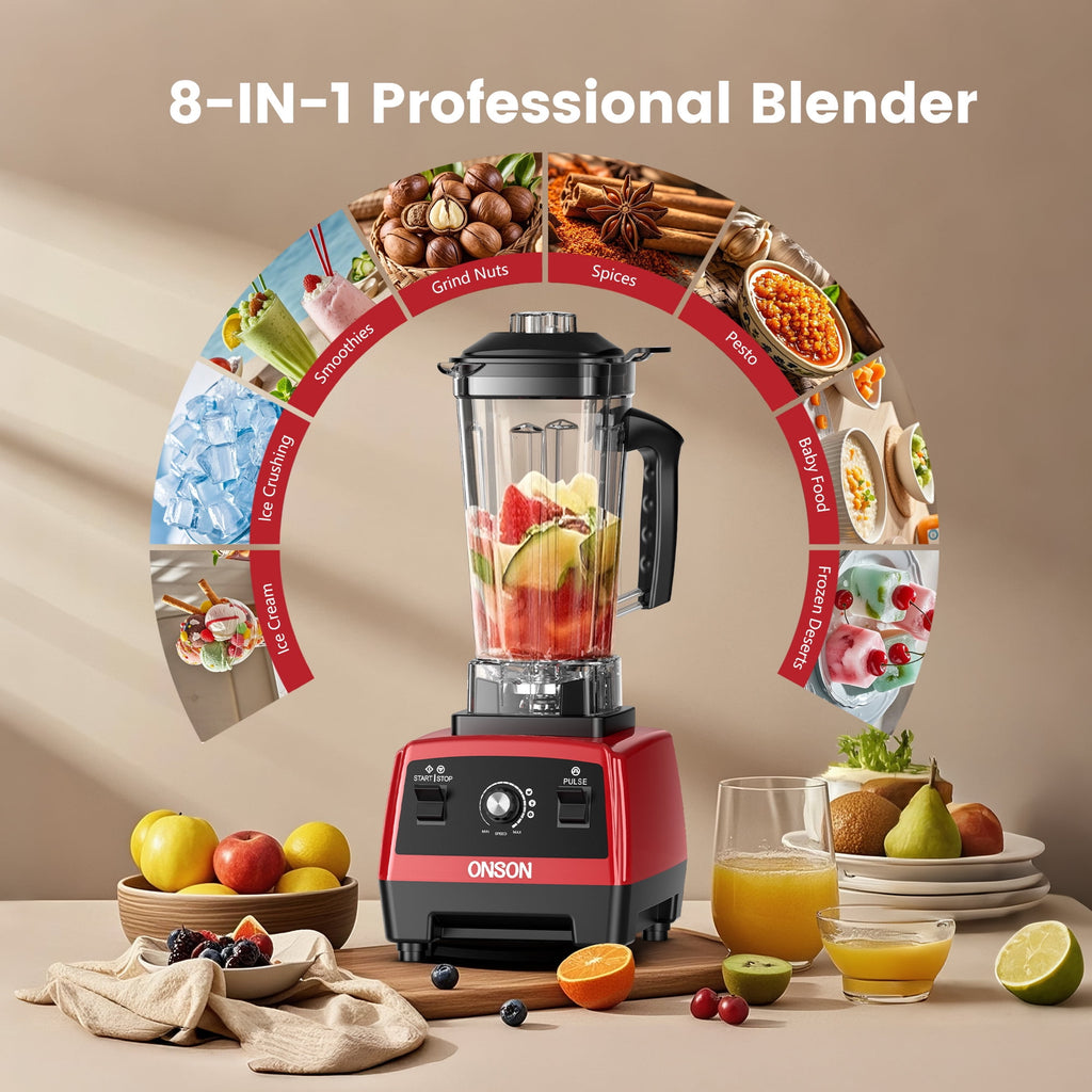 ONSON Smoothie Blender, 1800W High-Speed Countertop Blender, 70 Oz BPA-Free Jar for Shakes, Smoothies, Frozen Drinks & Ice Crushing