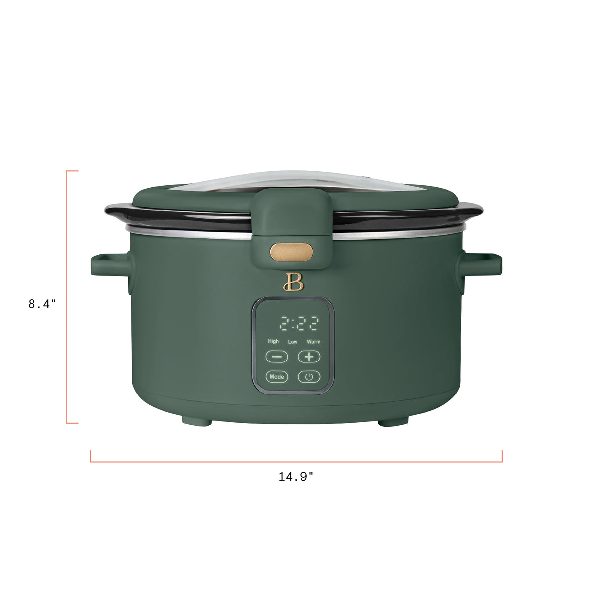 Beautiful 4 Qt Digital Slow Cooker with Hinged Locking Lid, Thyme Green by Drew Barrymore