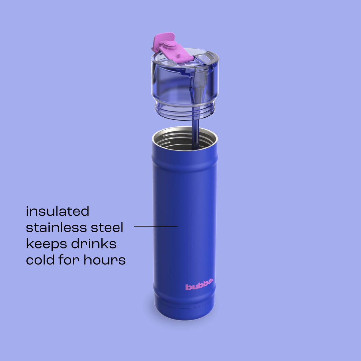 Bubba 24oz DualSip Insulated Stainless Steel Water Bottle with Straw & Sip Lid, Ocean Energy Blue/Purple