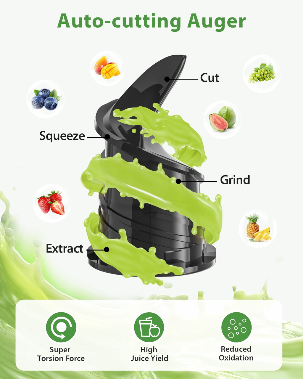 Juicer Machine with 4.35" Wide Mouth, Aeitto Cold Press Juicer Machine for Fruits and Vegetables, Slow Masticating Juicer Whole Fruit Juice Maker, High Juice Yield, Easy to Clean with Brush, Coal