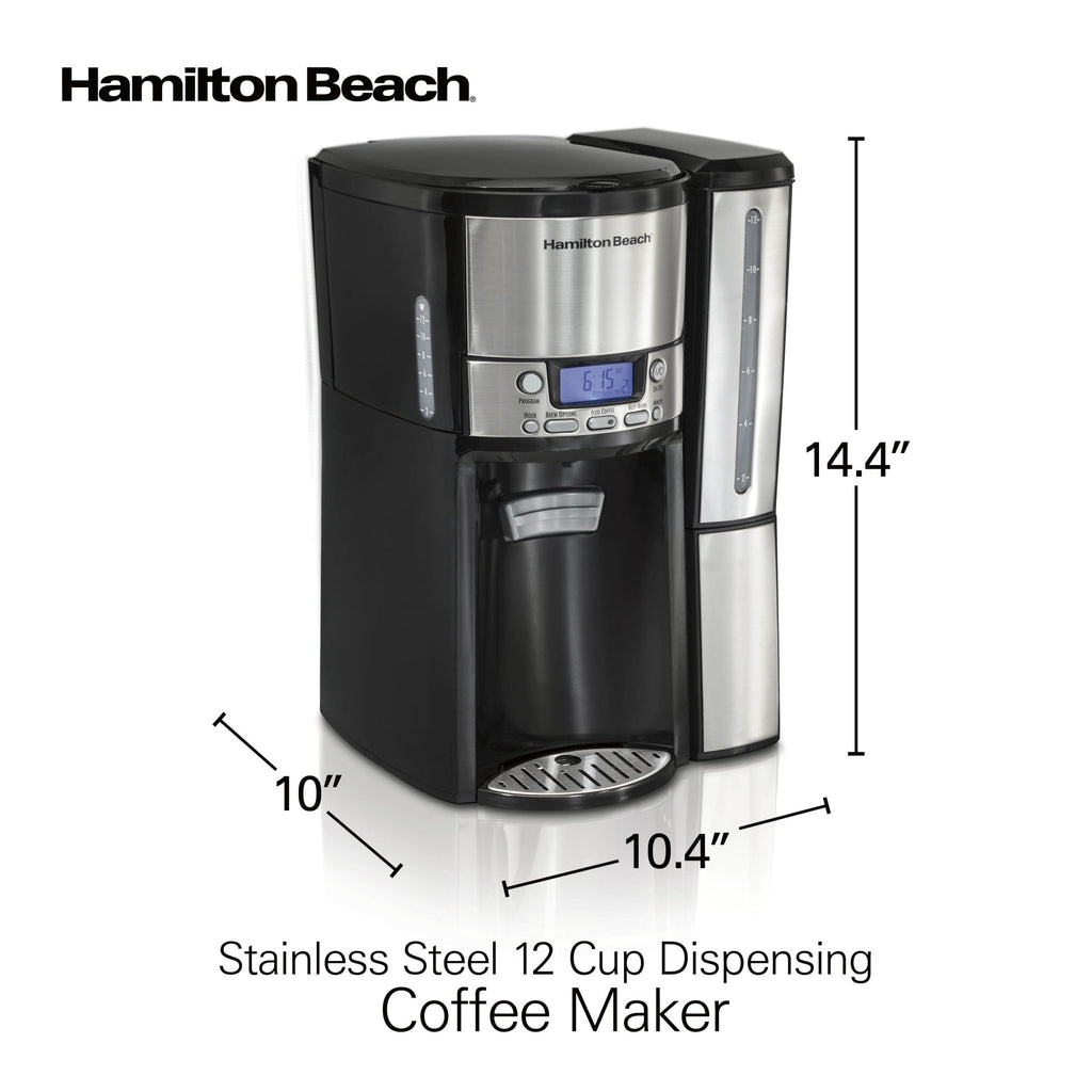 Hamilton Beach 12-Cup Programmable Drip Coffee Maker Machine, Dispensing Coffee Pot, Cafetera, Black