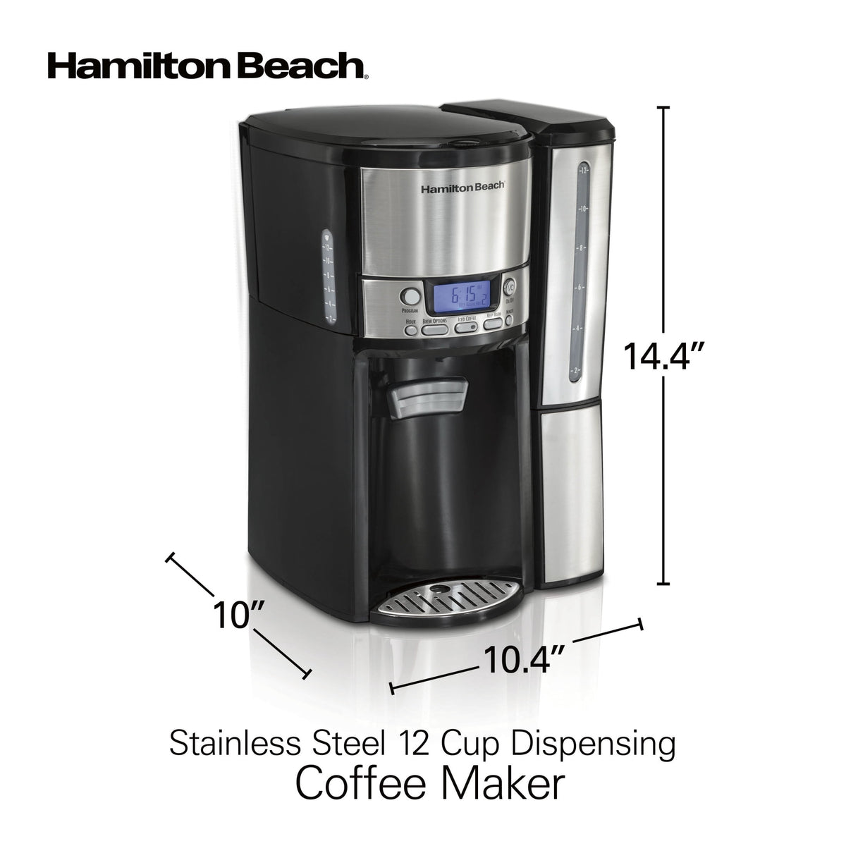 Hamilton Beach 12-Cup Programmable Drip Coffee Maker Machine, Dispensing Coffee Pot, Cafetera, Black
