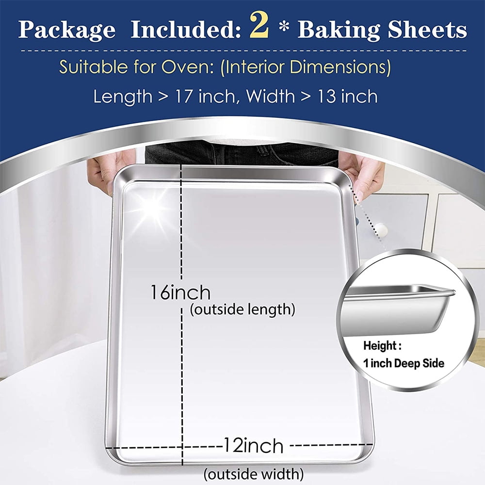 Vesteel 20" x 14" x 1" Extra Large Baking Sheet Set of 2, Heavy Duty Stainless Steel Cookie Sheet Baking Pan for Oven, Non-Stick & Dishwasher Safe