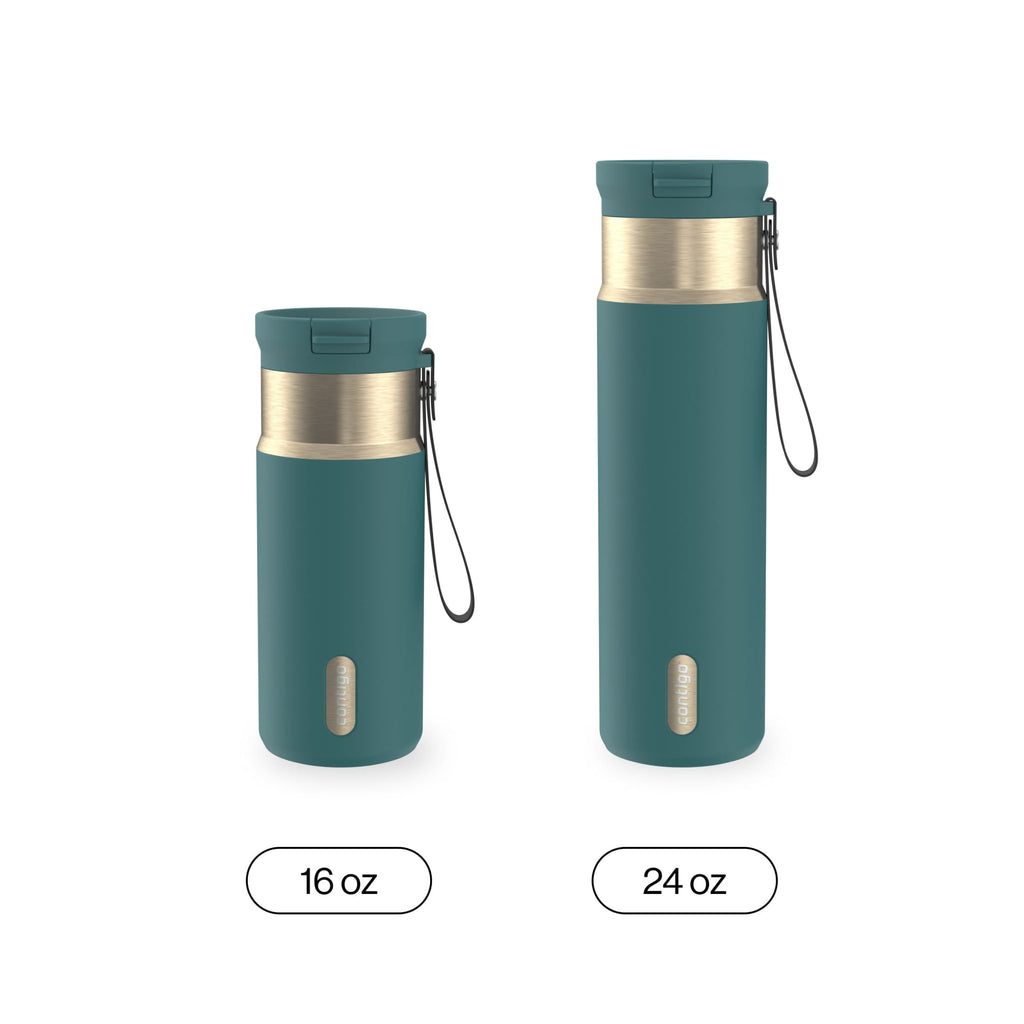 Contigo 16oz SnapSeal Insulated Stainless Steel Water Bottle, Licorice Black/Bronze