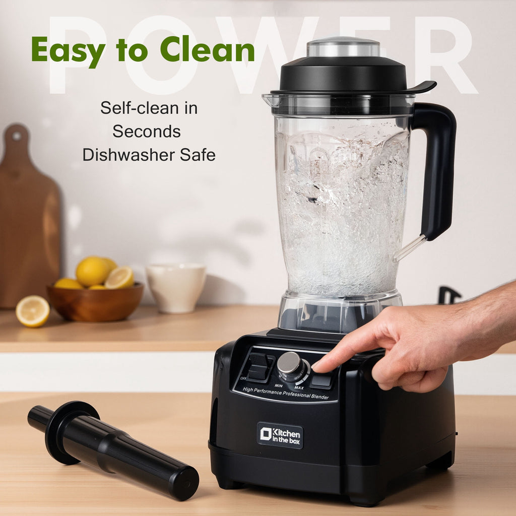 Kitchen in the box 68 oz Countertop Blender, 1450W (2 HP) Smoothie & Ice-Crushing Blender with Stainless Steel Blades, BPA-Free Tritan Jar — Black