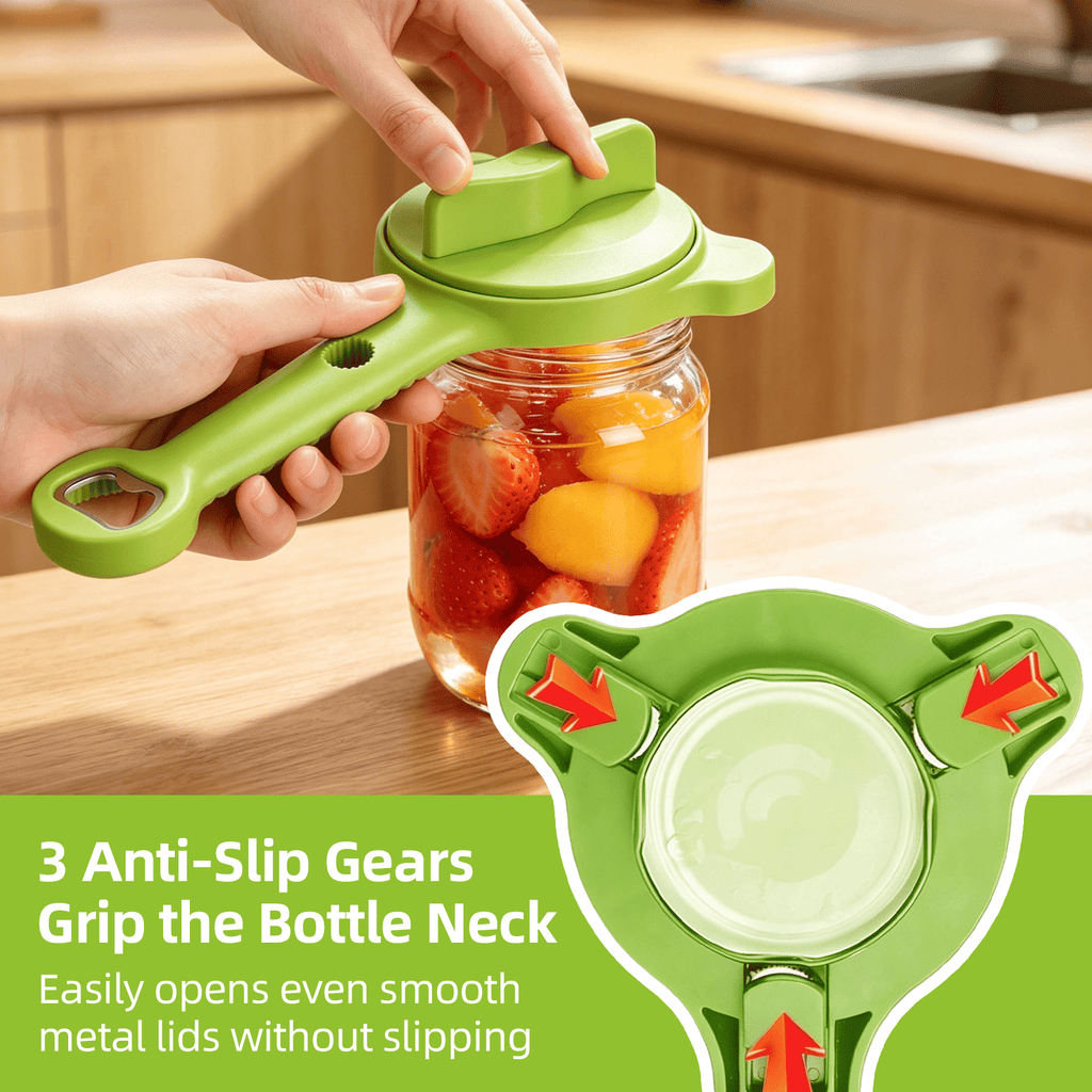 MOJINO Adjustable Jar Opener for Seniors, 4-in-1 Jar and Bottle Opener for Weak Hands, Arthritis, Fits 1-3.5 Inch Lids, Easy Grip Kitchen Gadget