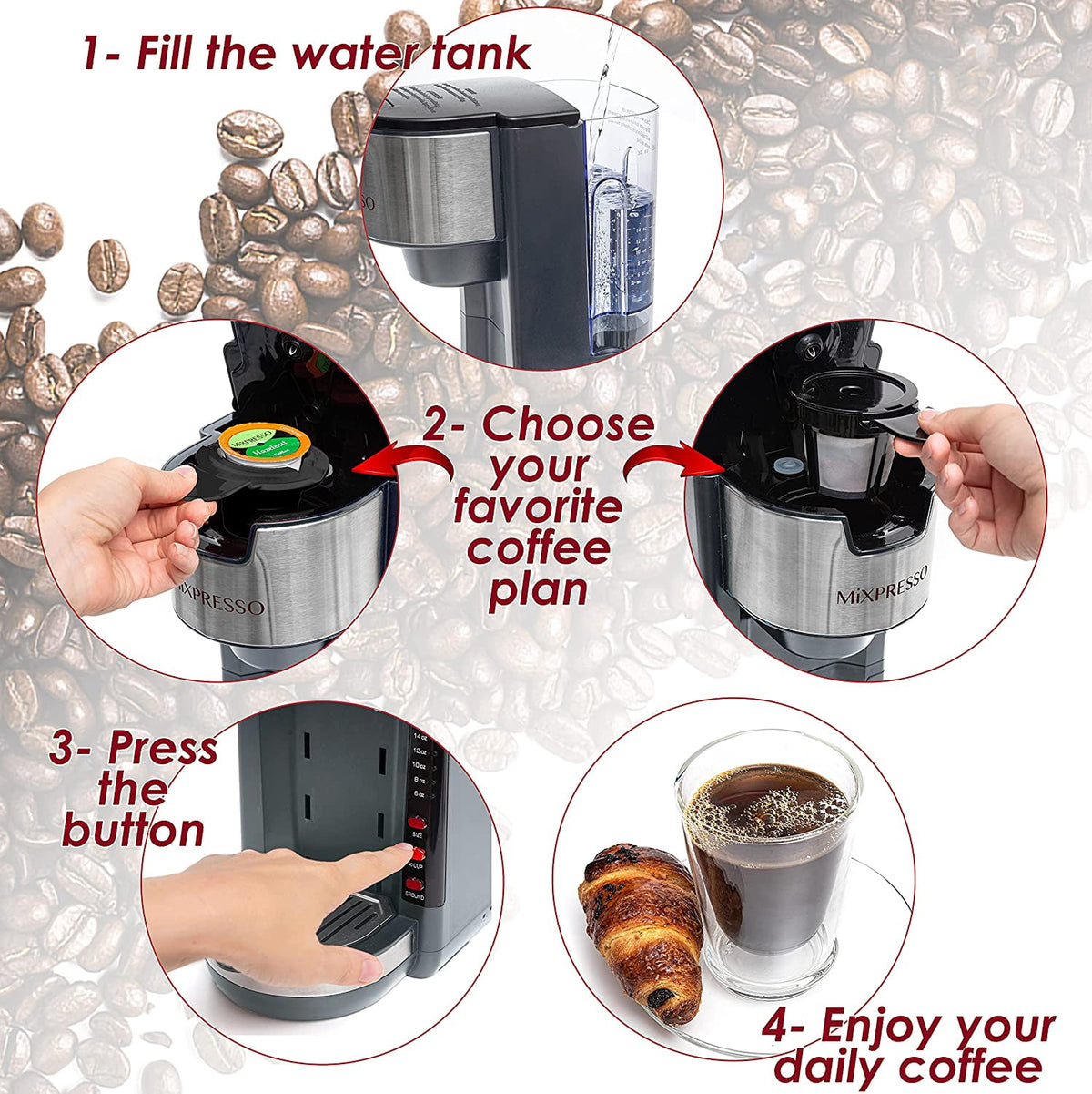 Mixpresso Single Serve Coffee Brewer, White