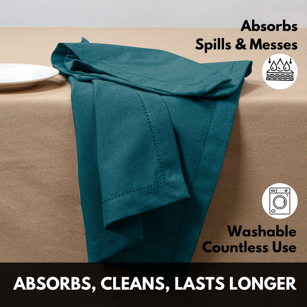 Softopia Cotton Hemstitch Table Fabric Cloth Napkins 18"x18", Set of 12, Lemon Yellow