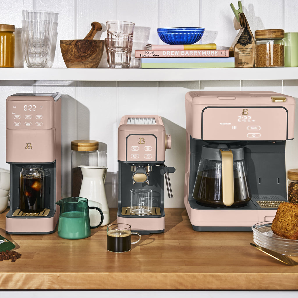 Beautiful by Drew Barrymore Multi-Brew 12-Cup Programmable Drip & Single-Serve Coffee Maker, White Icing