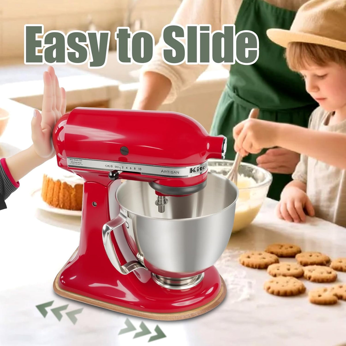 PQPO Wooden Sliding Mat for Kitchen Attachments, Tabletop Sliders, and Blender