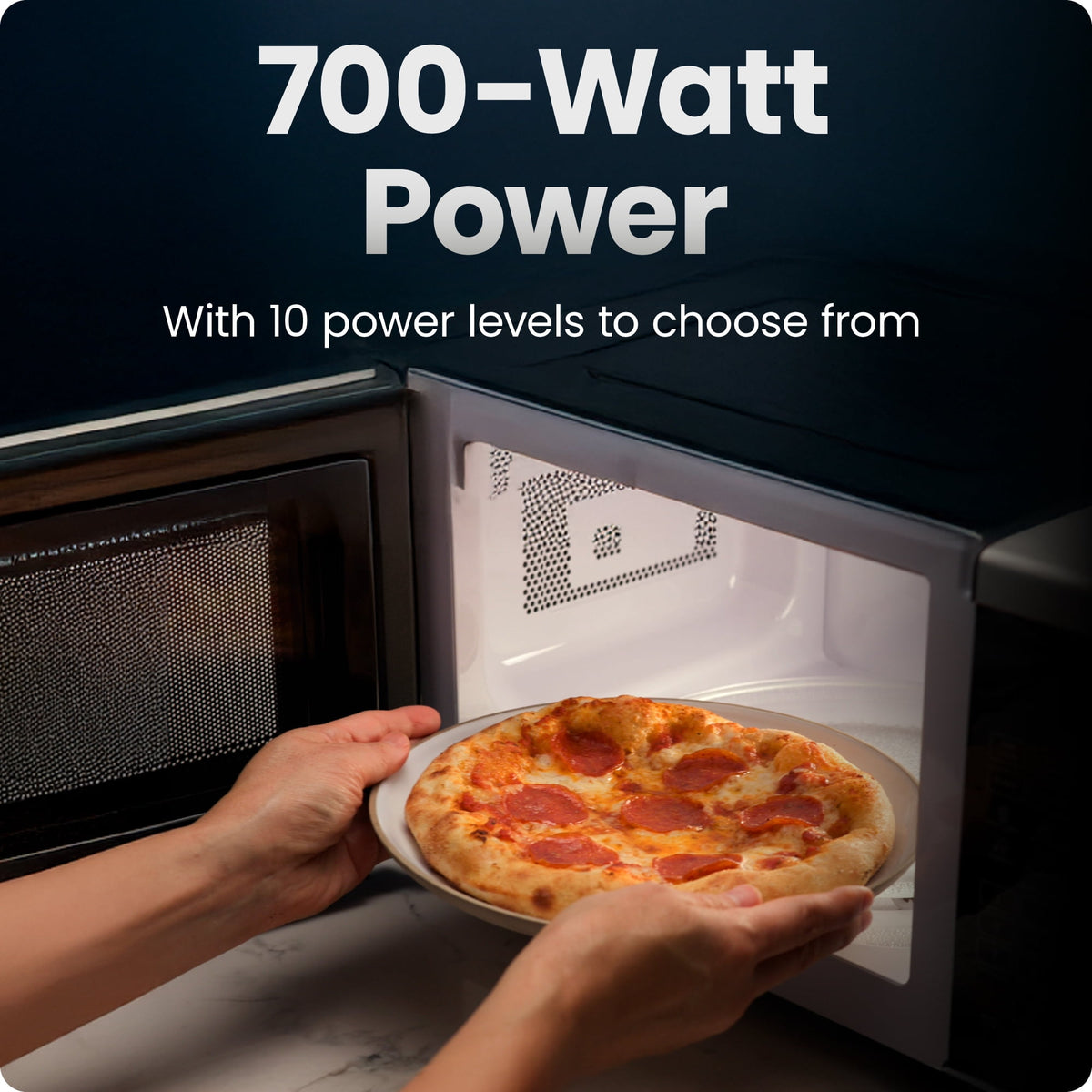 Chefman Countertop Microwave Oven 0.7 Cu. Ft., 700 Watts with 3 Presets and 10 Power Levels - Black