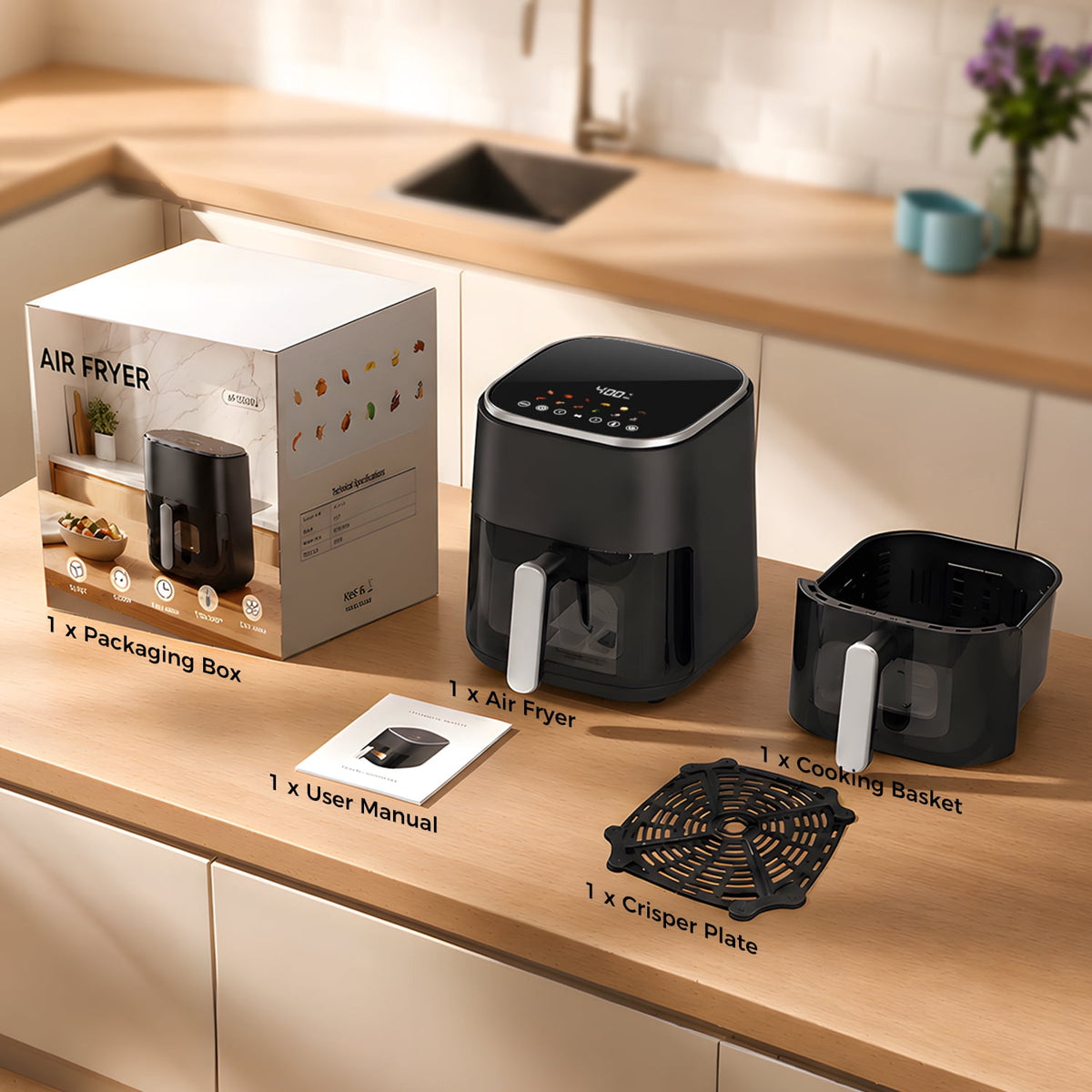 DAIVOS 5QT Air Fryer with Viewing Window, 12 Cooking Presets, 1500W Fast , Even Cooking