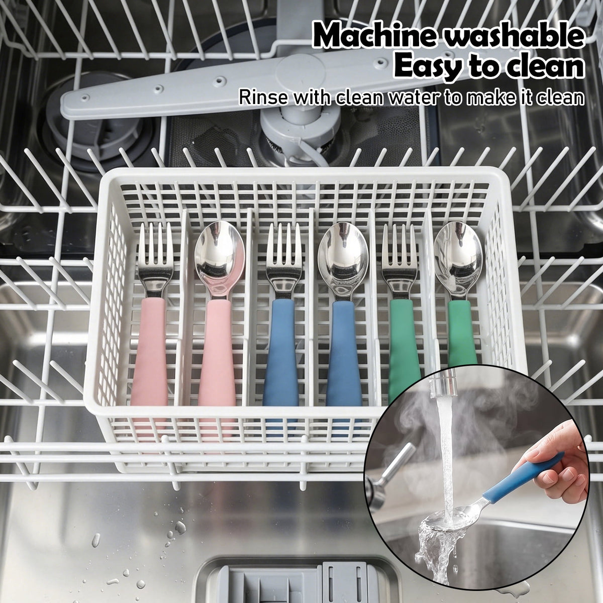 Jetcloudlive 10 Pieces Kids Silverware Set, Stainless Steel Toddler Utensils, Rainbow Kids Cutlery Set, Kids Forks and Spoons Includes 5 Forks, 5 Spoons