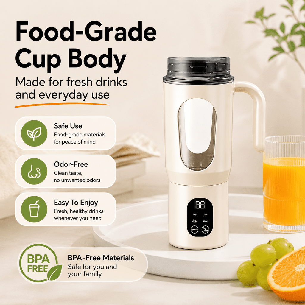 STARBIAO Portable Blender 19.6 oz Personal Juicer Cup, USB-C Rechargeable Mini Blender for Shakes & Smoothies, 12-Blade Stainless Steel, 4 Modes, Digital Display, Self-Cleaning, Beige