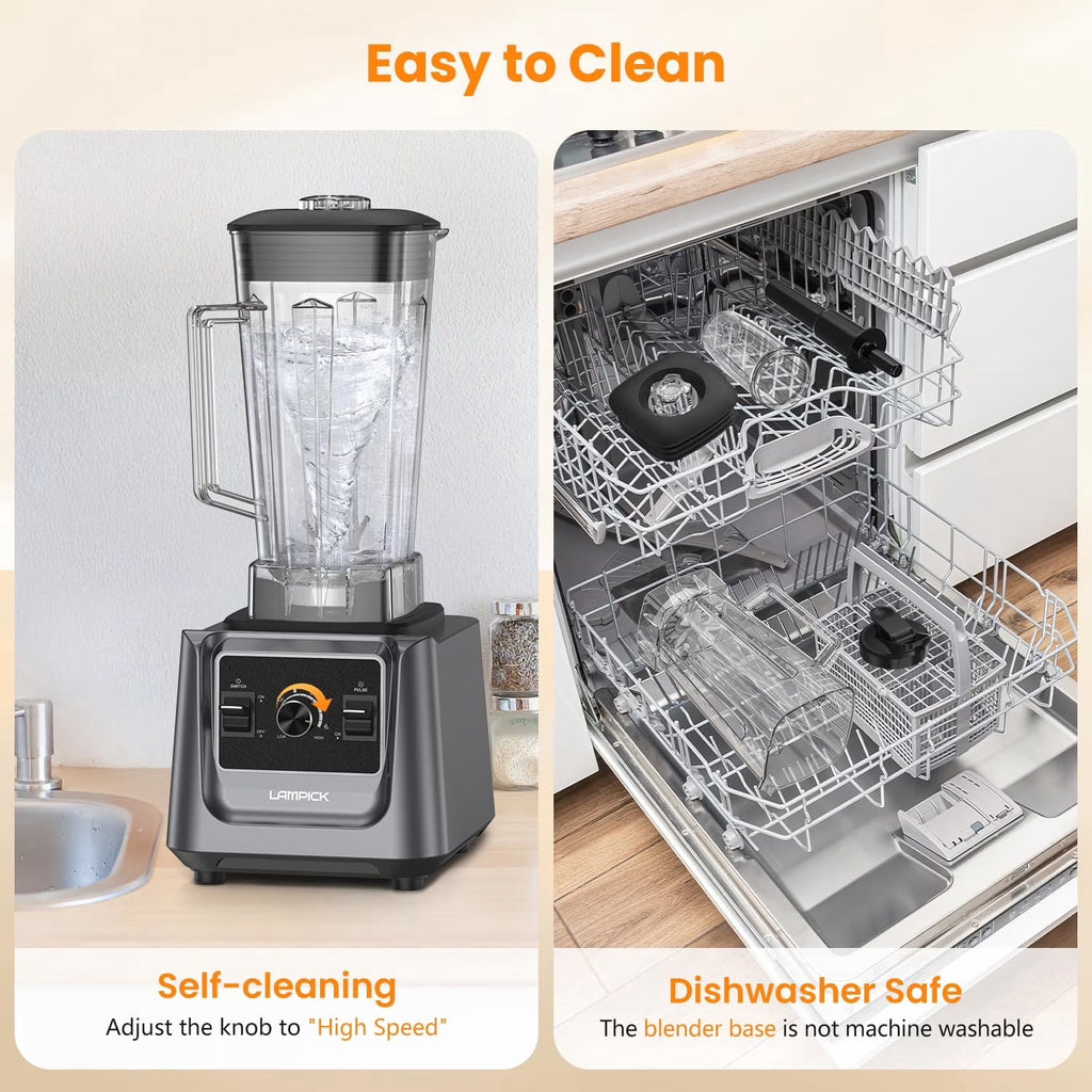 Blenders for Kitchen, 2000W Blender for Smoothies 35000 RPM Professional Grade High-Speed Smothie Blender with 68oz Pitcher & 27oz To-Go Cup for Smoothies, Ice, and Frozen Fruit