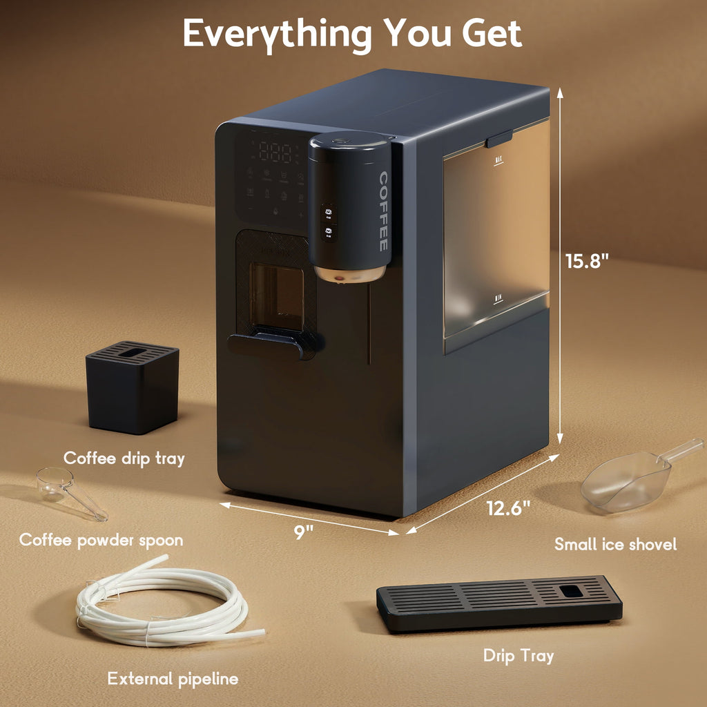 Flamemore 3-in-1 Countertop Water Dispenser w/Bullet Ice Maker, Coffee Brewer, Self-Cleaning UV Sterilization, Beverage Station for Home Office