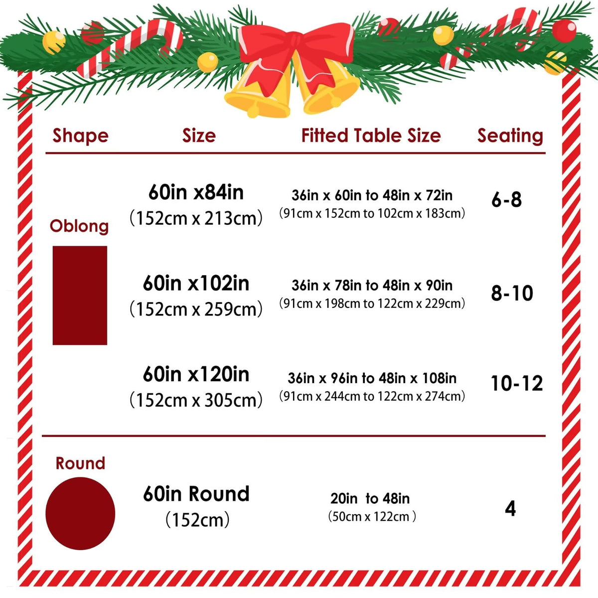LUSHVIDA Christmas Tablecloth Rectangle - 60x84 inch Holly Ribbon Pattern Washable Wrinkle Resistant Holiday Tablecloths for Christmas Family Gathering, Dining Room Table Decoration 130GSM