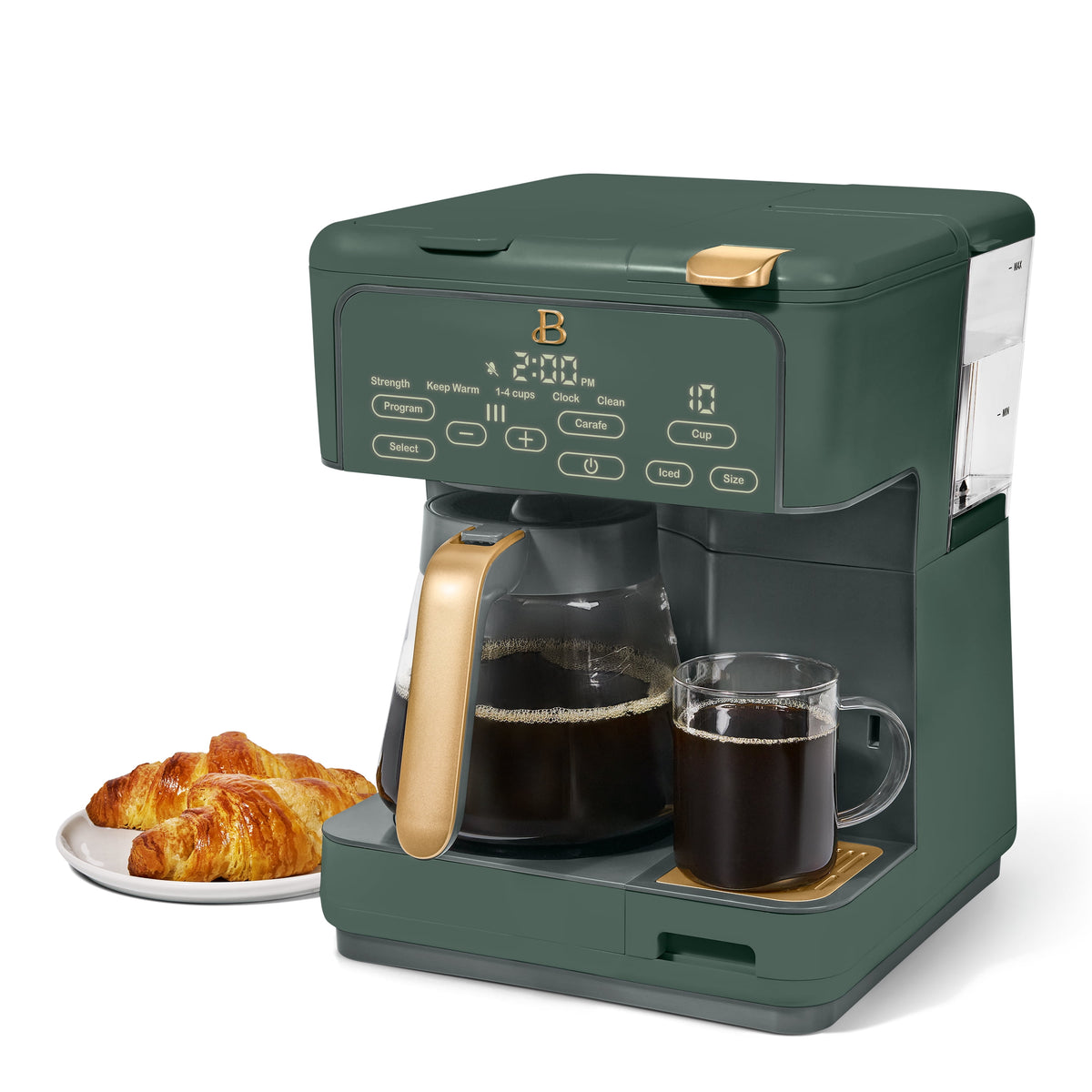 Beautiful by Drew Barrymore Multi-Brew 12-Cup Programmable Drip & Single-Serve Coffee Maker, White Icing