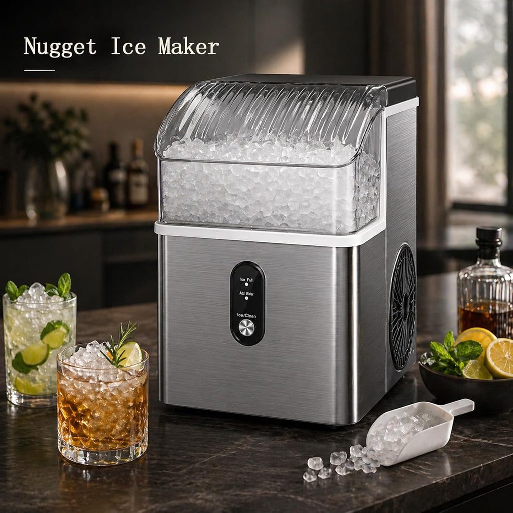 Havato Nugget Ice Maker , 35lbs/24H Soft Chewable Sonic Ice Machine, Self-Cleaning, Quiet Operation,Black