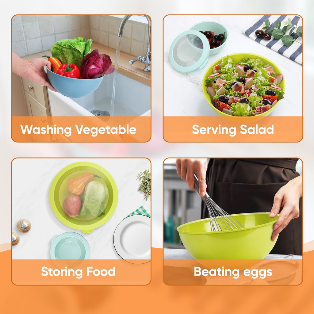 Walchoice Mixing Bowls with Airtight Lids Set of 6, Plastic Nesting Bowls Prep Bowls for Mixing, Serving, Kitchen Preparing, Storage, Microwave & Freezer Safe