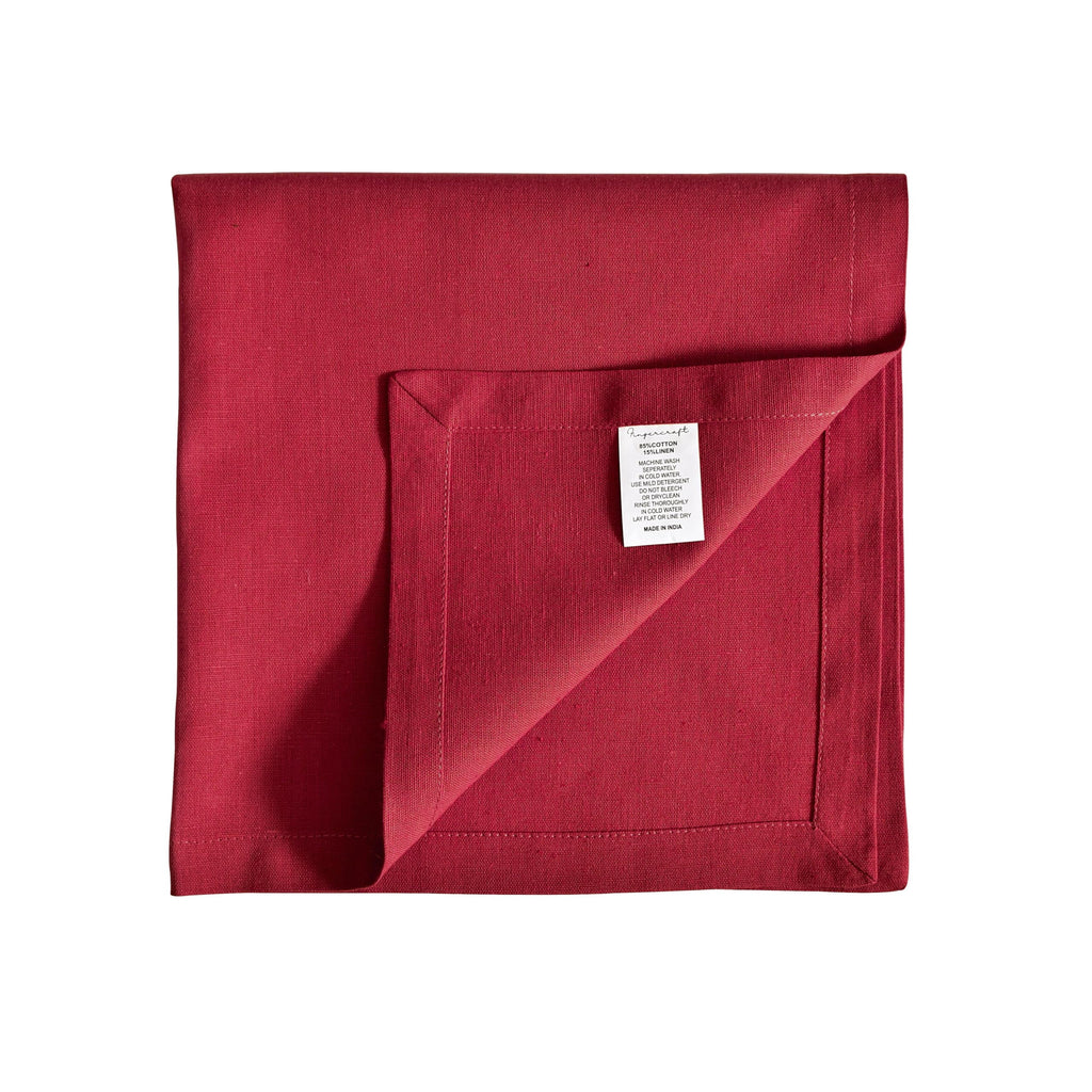 Fingercraft Cloth Napkin, Solid Color Cotton Linen Blend Table Napkins, Soft and Absorbent Fabric, Set of 12, Blush Pink