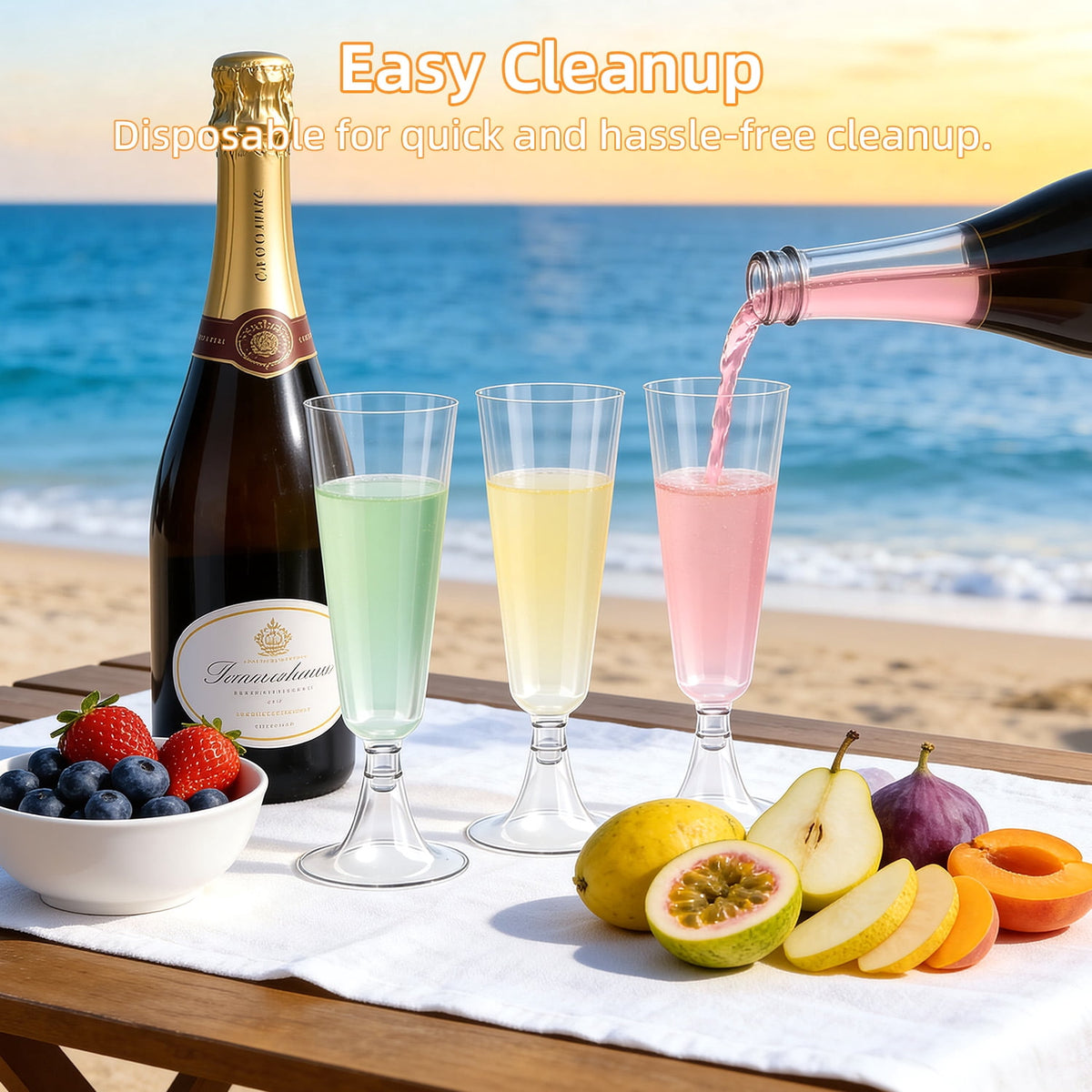 TINANA Plastic Champagne Flutes 40 Pack, 5 Oz Clear Disposable Champagne Glasses with Stem, Shatterproof BPA-Free Wine Glass Cups for Wedding, Party & New Year’s Eve