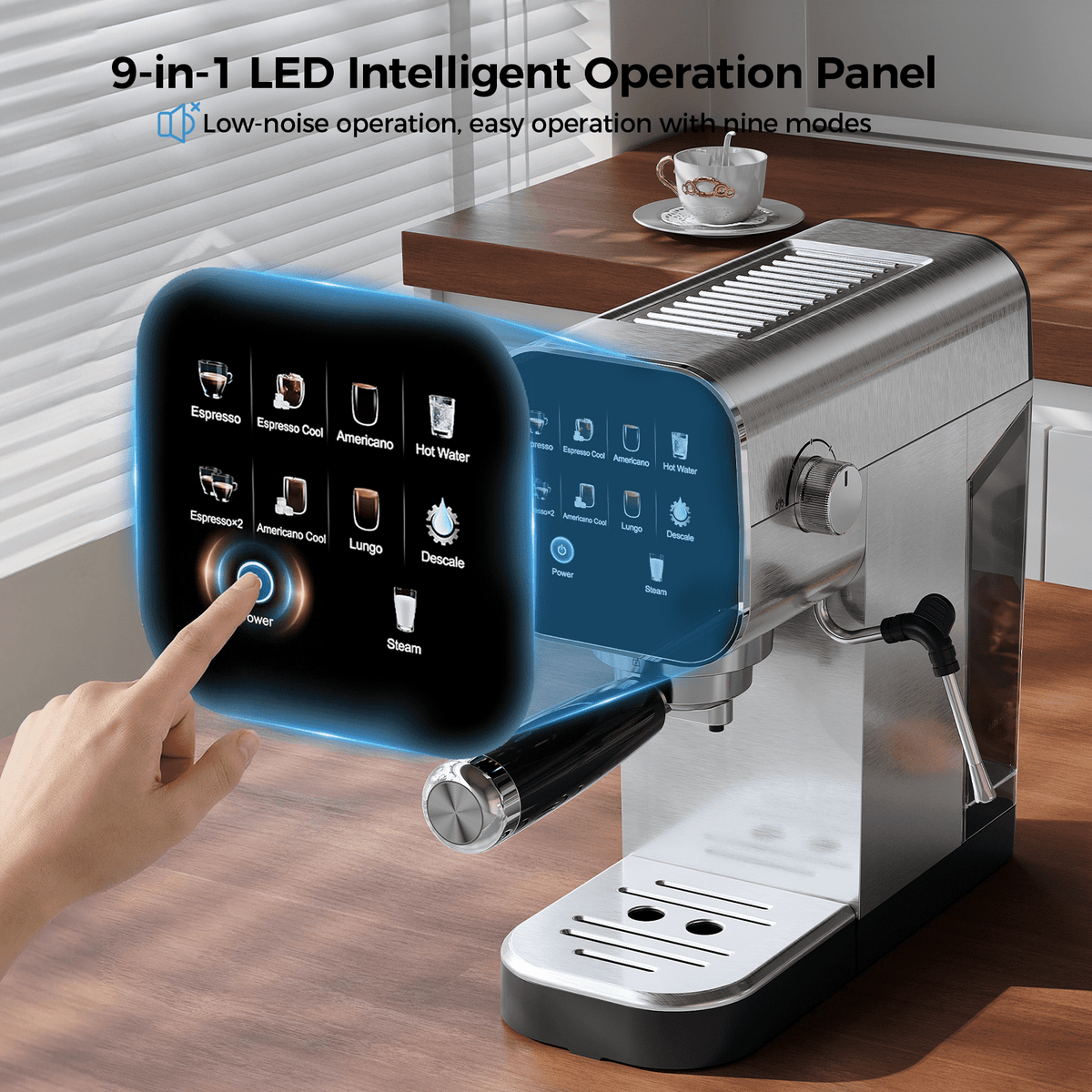 Patbrela Espresso Machine with Cold Brew, 20 Bar Coffee Maker Machine with Steam Milk Frother, LED Touch Screen, Cappuccino/Latte/ for Home